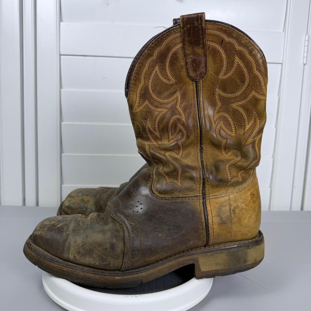 Double-H DH3567 Mens 9.5 2E Steel Toe Western Work Boots Brown Leather USA Made